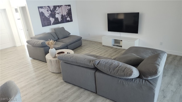 living room featuring light wood-type flooring