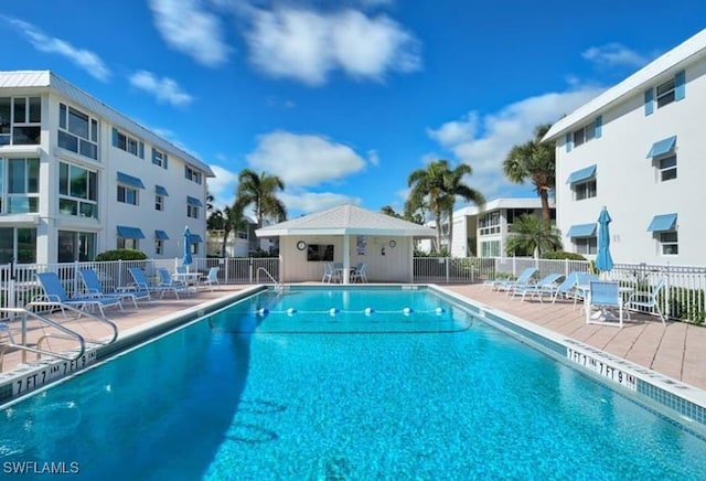 view of pool featuring a patio