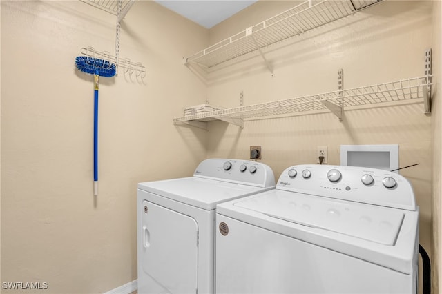 washroom with washer and clothes dryer