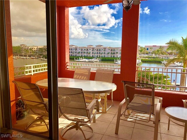 balcony with a water view