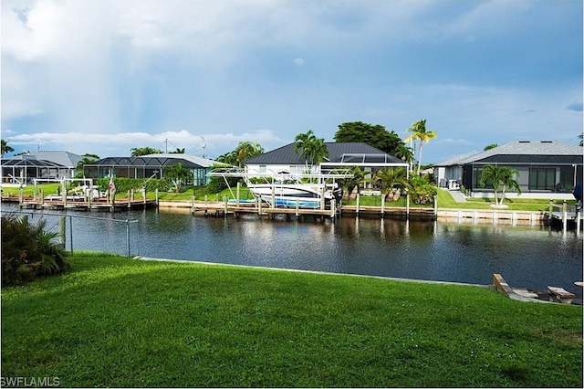 water view with a boat dock