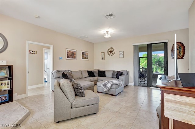 view of tiled living room