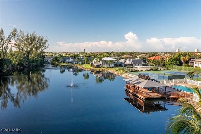 view of dock featuring a water view