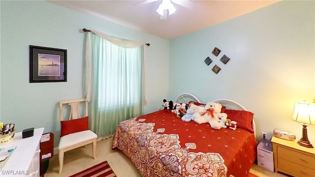 bedroom featuring carpet flooring and ceiling fan