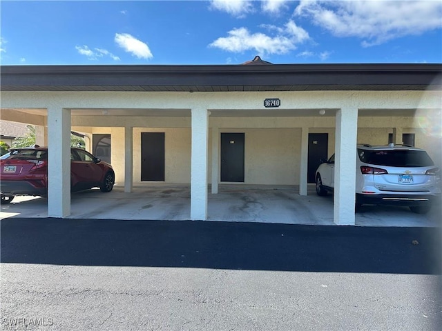 view of covered parking lot