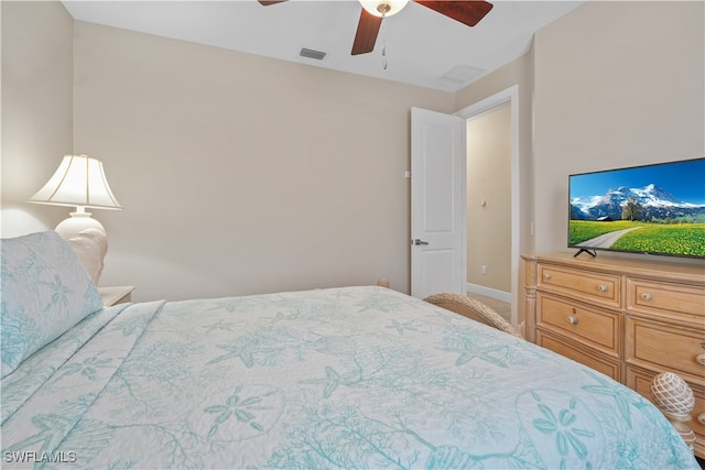 bedroom featuring ceiling fan