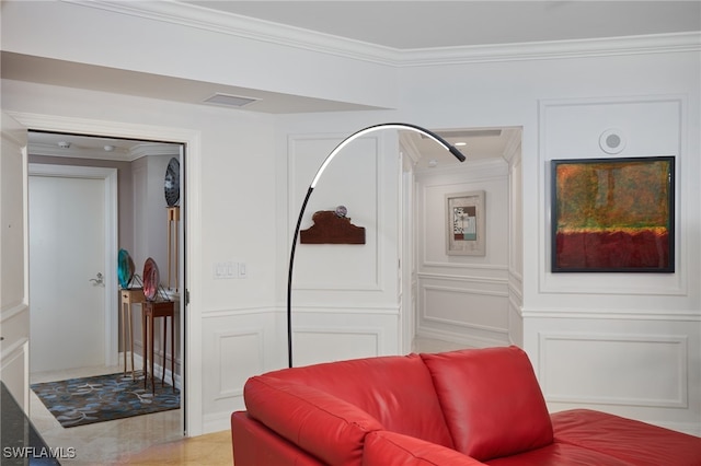 interior space with crown molding