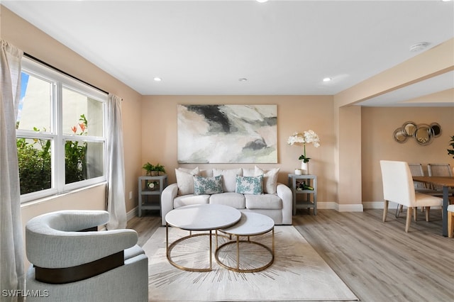 living room featuring light hardwood / wood-style flooring