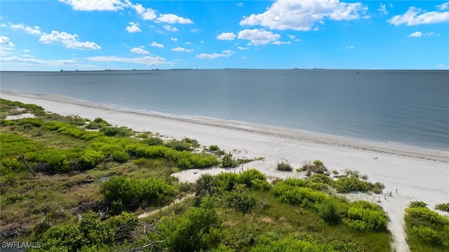 view of water feature featuring a beach view