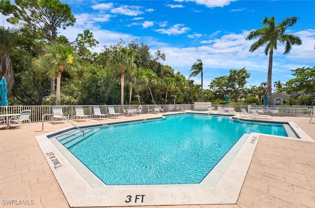 view of pool featuring a patio area