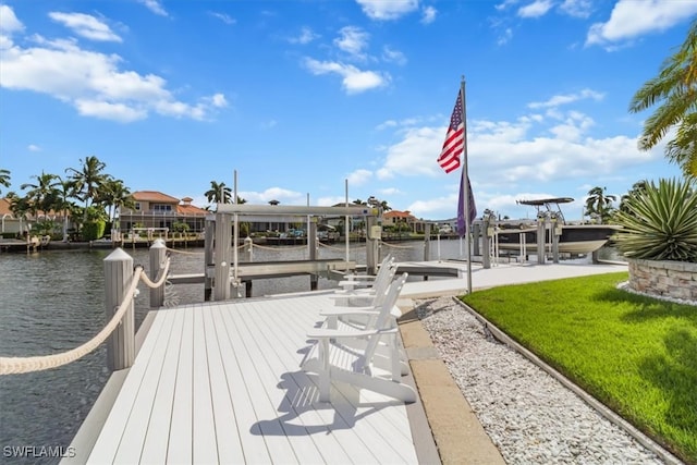 view of dock featuring a water view