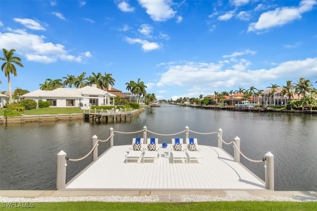 view of dock featuring a water view