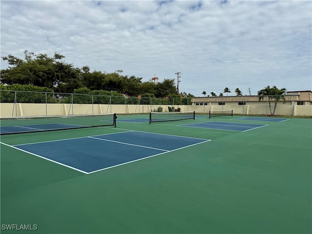 view of tennis court with basketball court