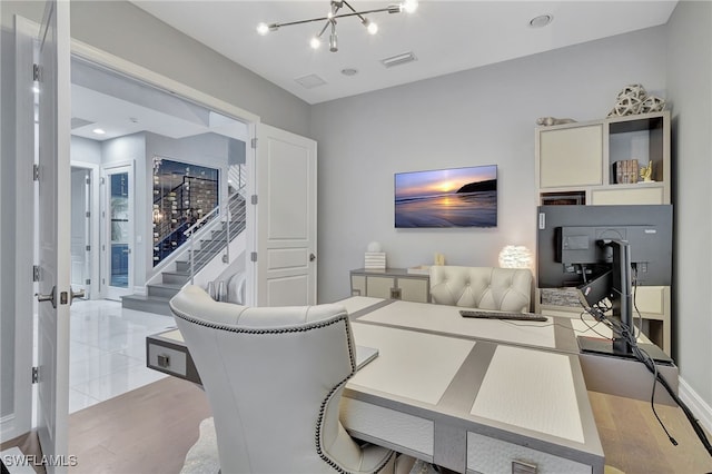 14690 Reserve Pl, Naples, FL 34109 - living area featuring a chandelier, a desk, and recessed lighting