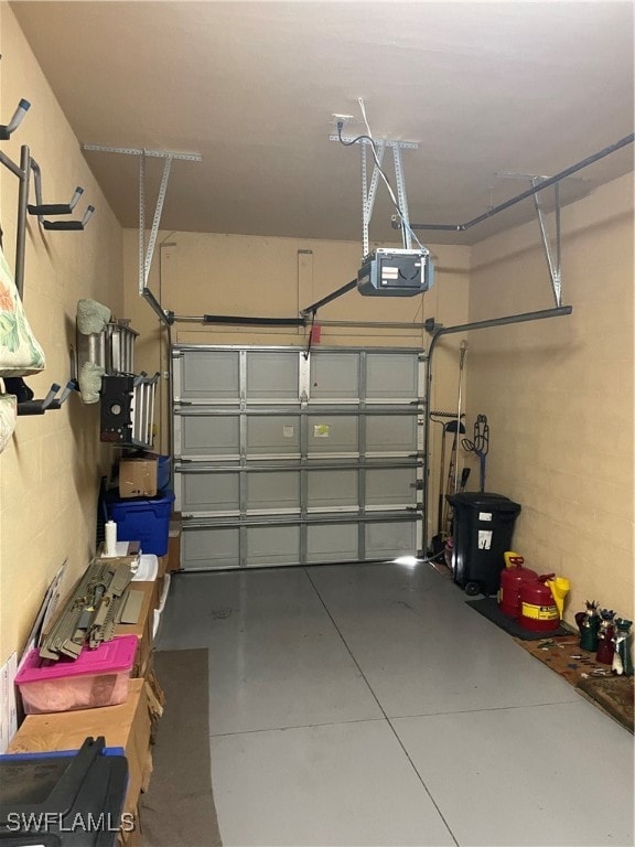 garage with a garage door opener