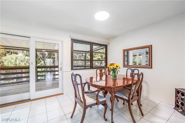 view of tiled dining room