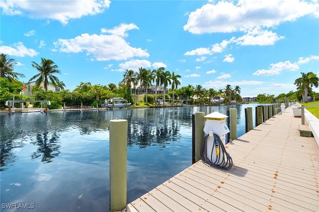 dock area featuring a water view