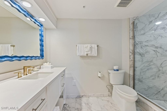 200 Estero Blvd Unit 101, Fort Myers Beach, FL 33931 - full bath featuring baseboards, visible vents, walk in shower, toilet, and marble finish floor