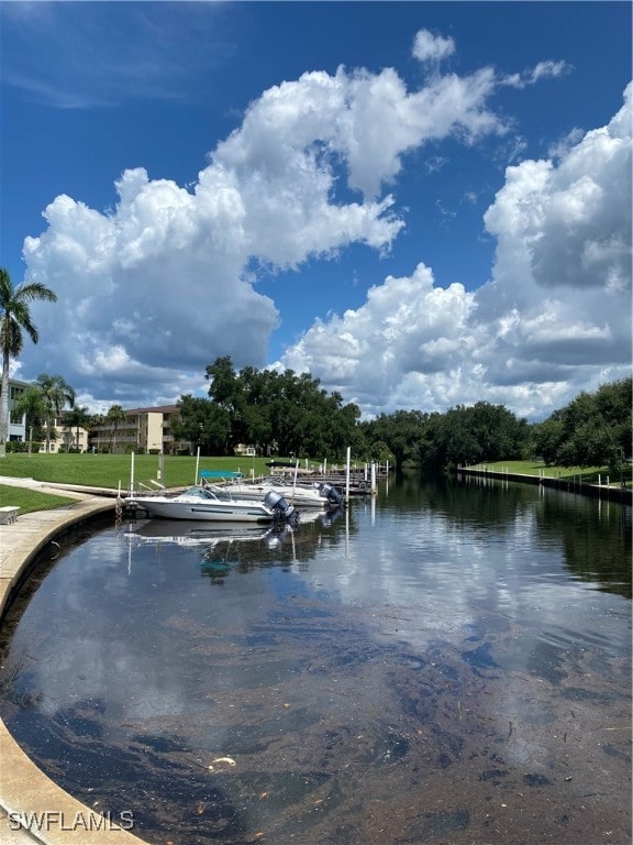 property view of water featuring a dock