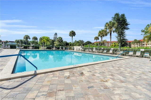 view of pool featuring a patio