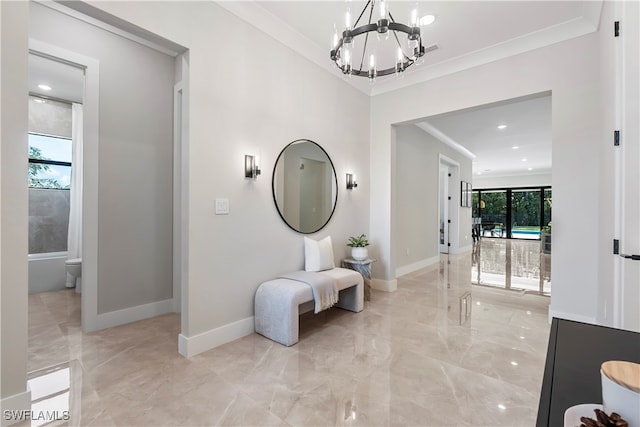 bathroom featuring crown molding and toilet