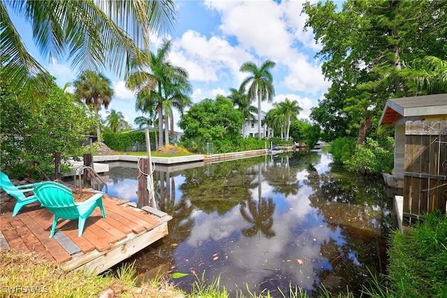 dock area featuring a water view