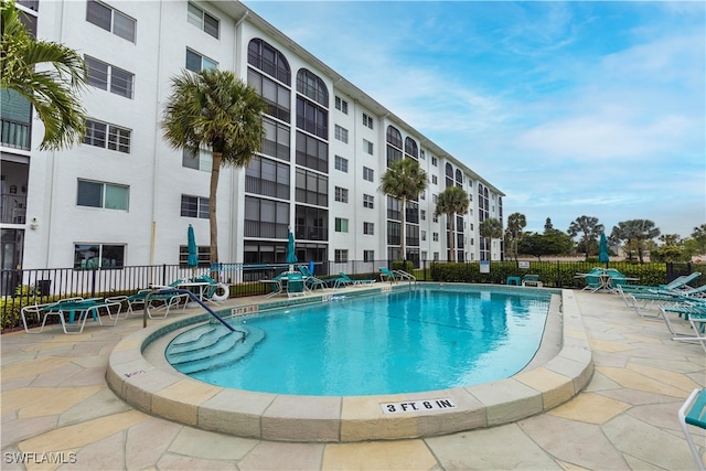 view of pool featuring a patio