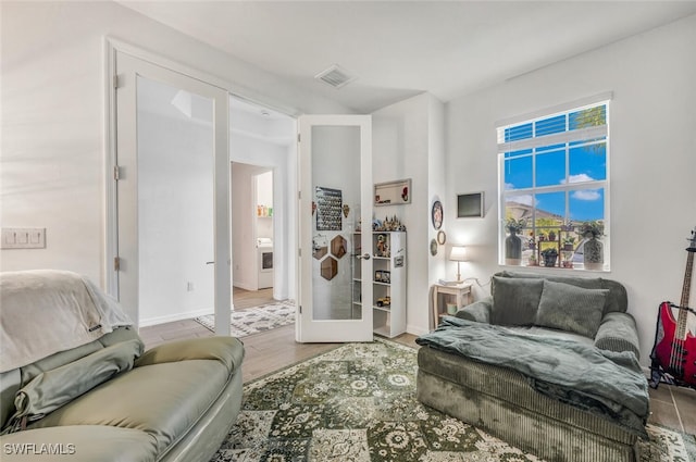 living room featuring light hardwood / wood-style floors