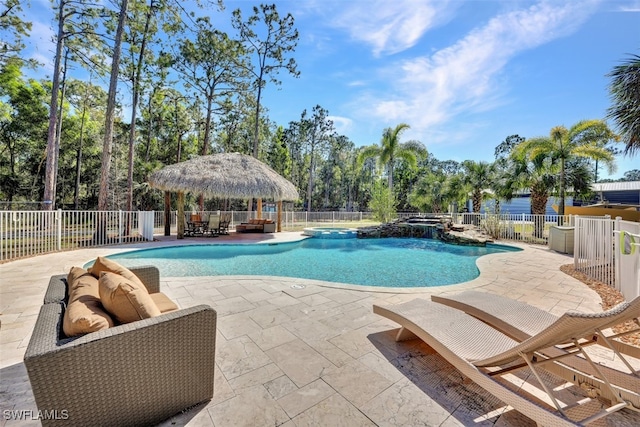 view of pool featuring a patio area and a gazebo