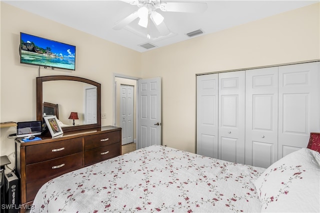 bedroom featuring ceiling fan