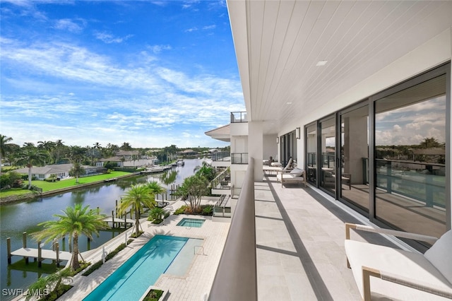 balcony with a water view