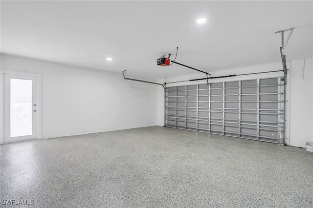 garage with a garage door opener