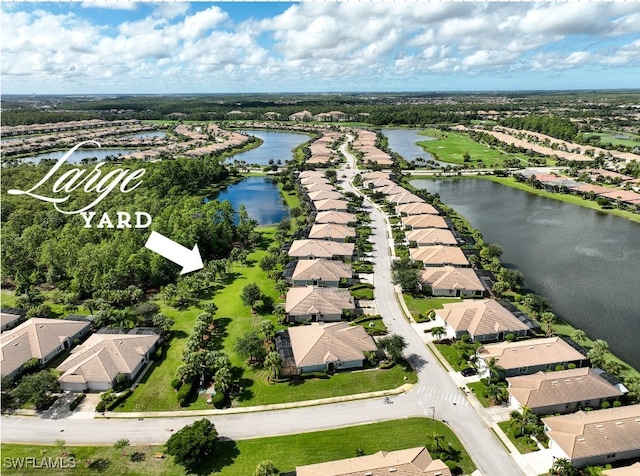 bird's eye view featuring a water view