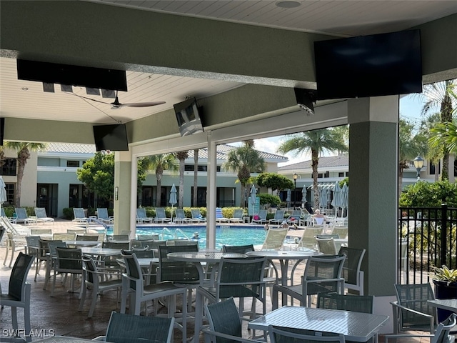 view of pool featuring a patio