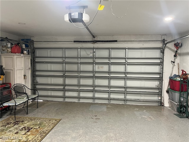 garage with a garage door opener