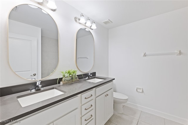 bathroom with tile patterned flooring, vanity, and toilet