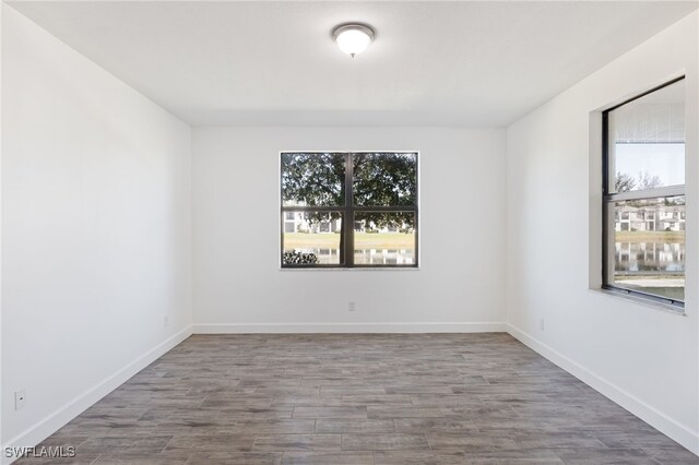 spare room featuring wood-type flooring