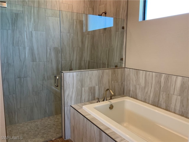 bathroom with plus walk in shower