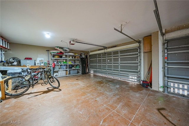 garage with a garage door opener