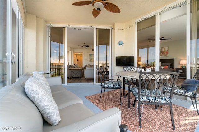 view of patio / terrace featuring an outdoor hangout area and ceiling fan