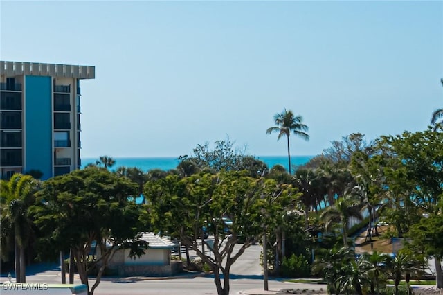 view of building exterior featuring a water view