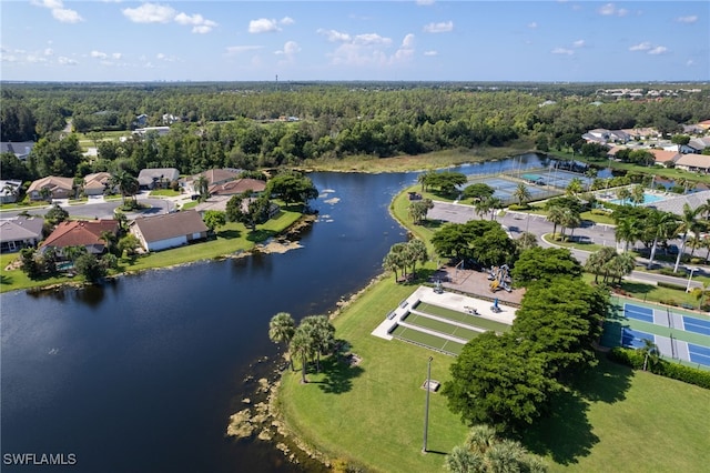 bird's eye view featuring a water view