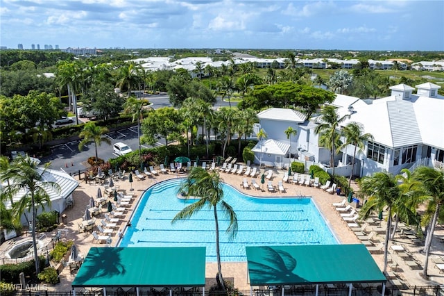 view of pool featuring a patio