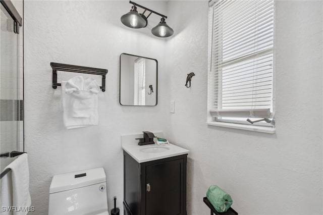 bathroom with toilet and vanity