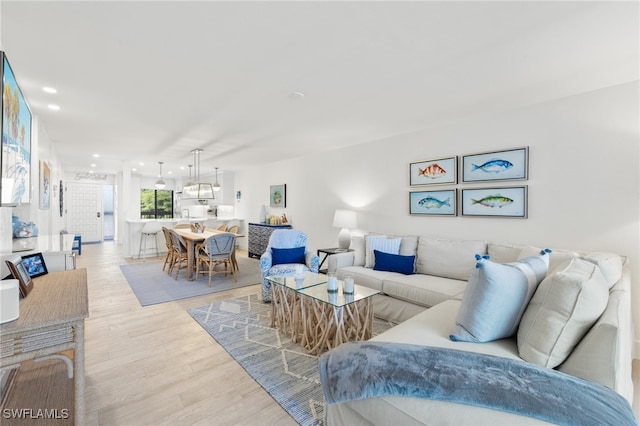 living room featuring light hardwood / wood-style floors