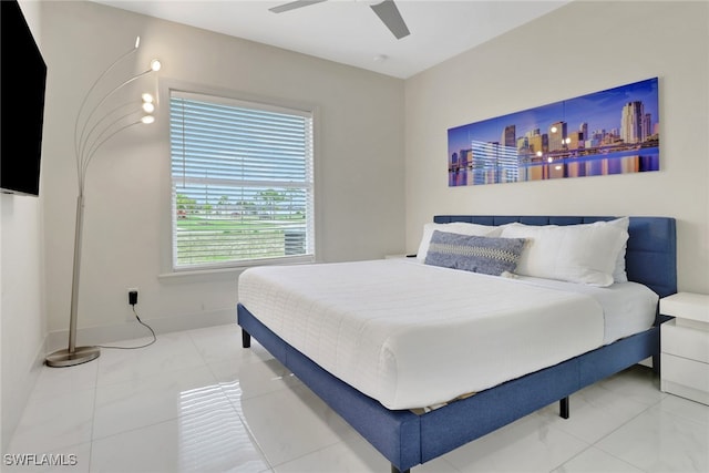 bedroom featuring ceiling fan