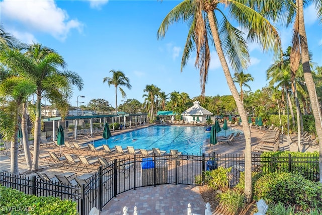 view of pool featuring a patio area