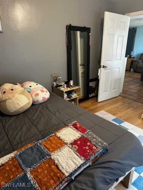 bedroom featuring light hardwood / wood-style flooring