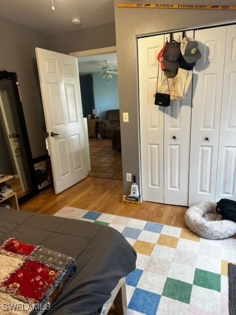 bedroom with light wood-type flooring