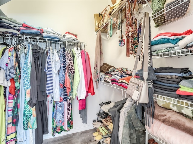 walk in closet featuring hardwood / wood-style flooring